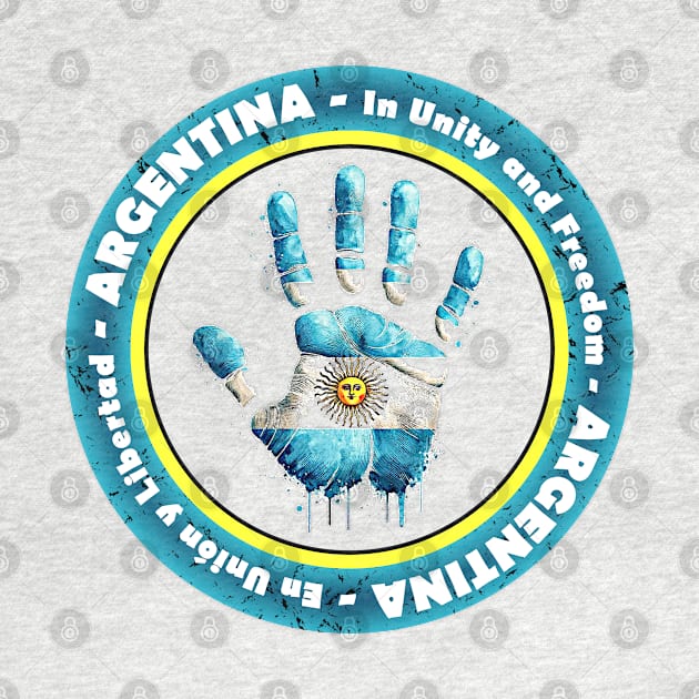 Argentina Motto Hand DNA Watercolor Art In Unity and Freedom by Sambastyles